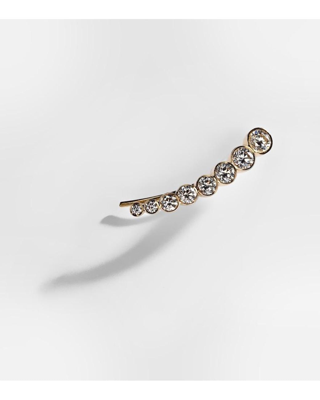 Sophie Bille Brahe White Croissant De Lune 18Kt Single Earring With Diamonds