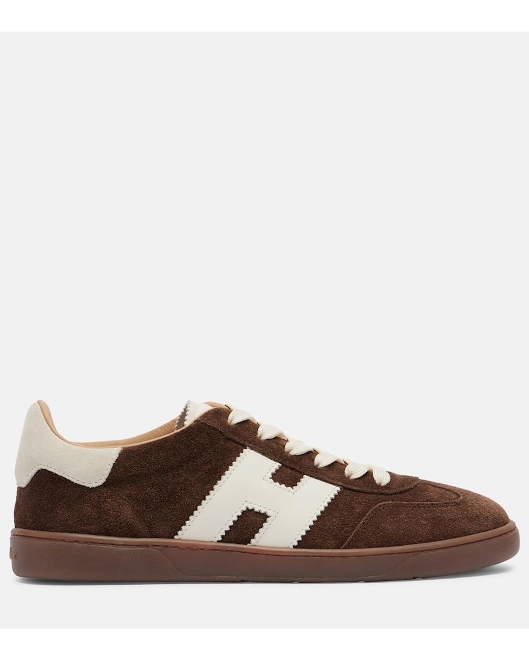 Hogan Brown H647 Leather-Trimmed Suede Sneakers