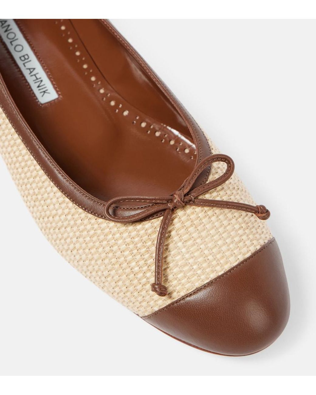 Manolo Blahnik Brown Capbl Raffia Ballet Flats