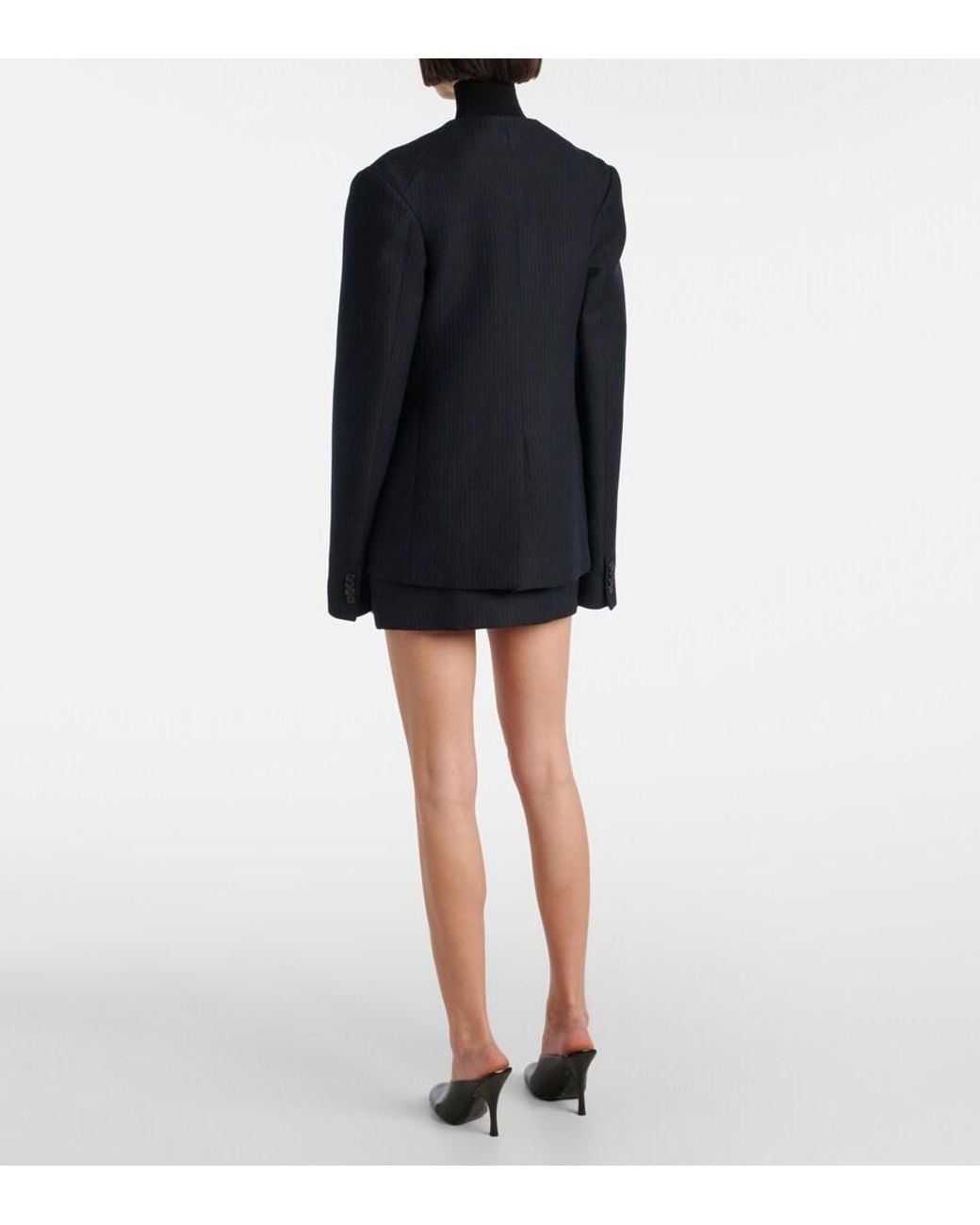 Khaite Blue Jameson Pinstripe Wool-Blend Jacket