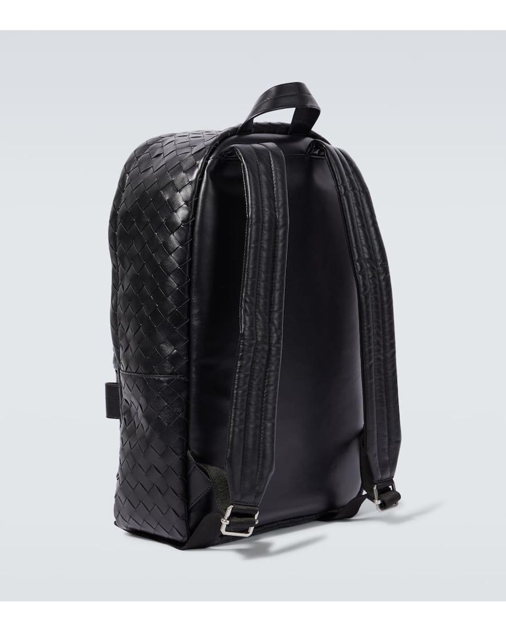 Bottega Veneta Black Intrecciato Leather Backpack for men