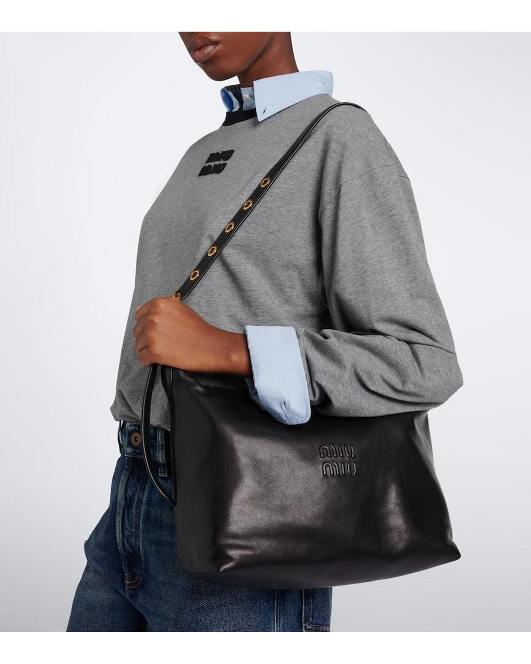 Miu Miu Black Spirit Leather Shoulder Bag