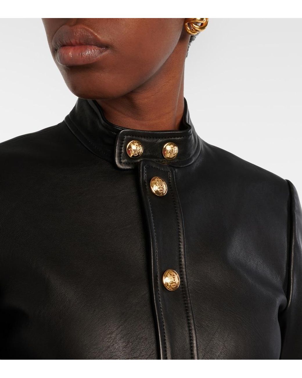 Nili Lotan Black Hadley Cropped Leather Jacket