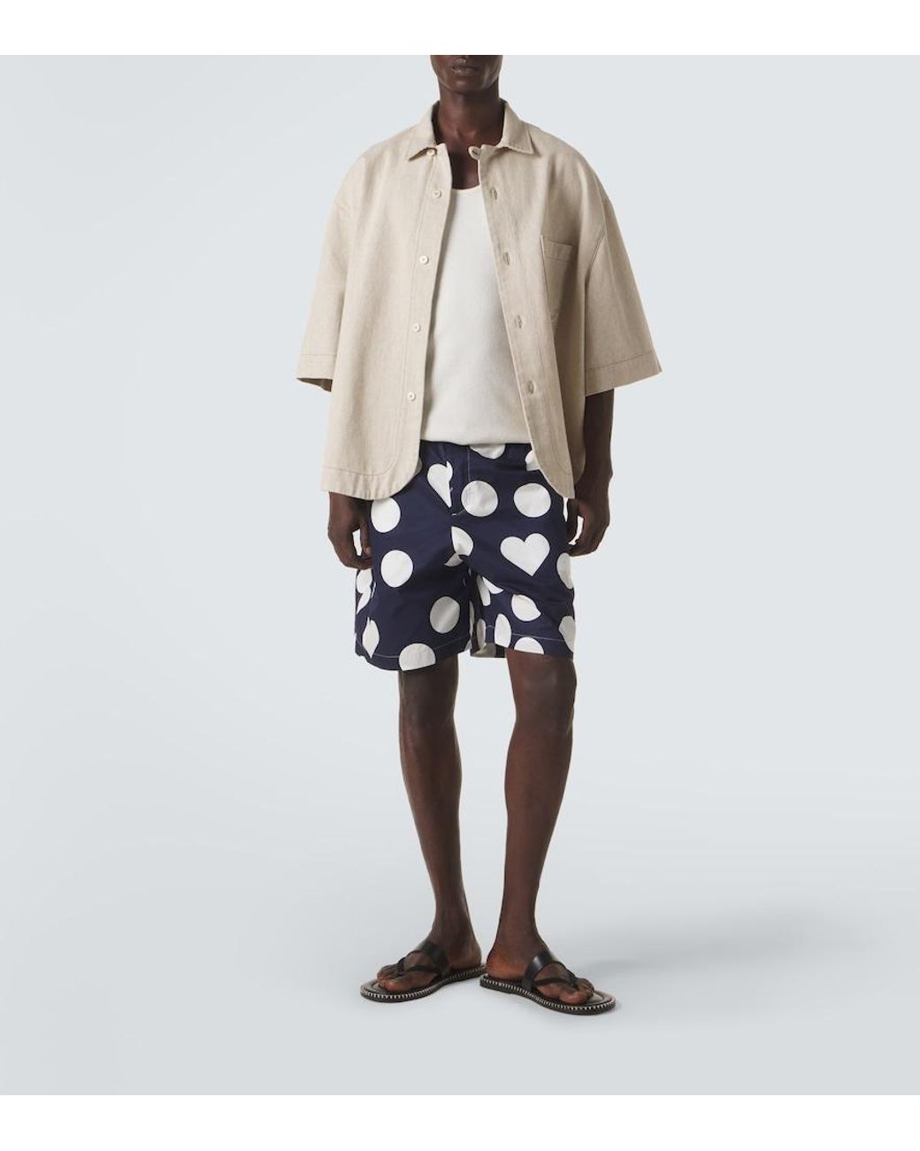 Jacquemus Blue Calecon Polka-Dot Cotton Poplin Shorts for men