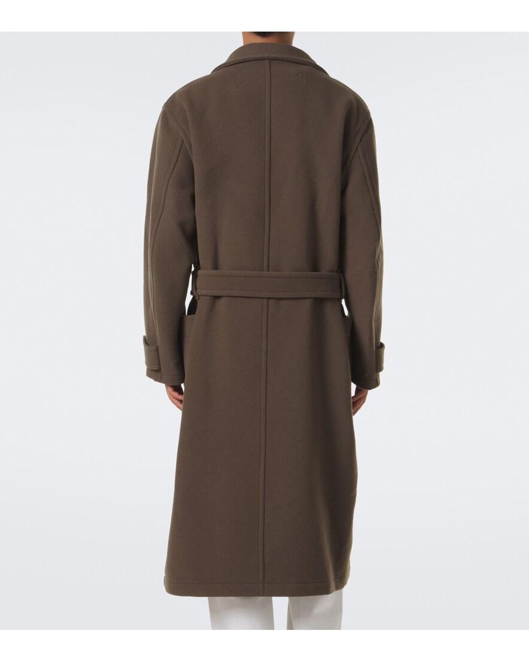 Lemaire Brown Wool Wrap Coat for men