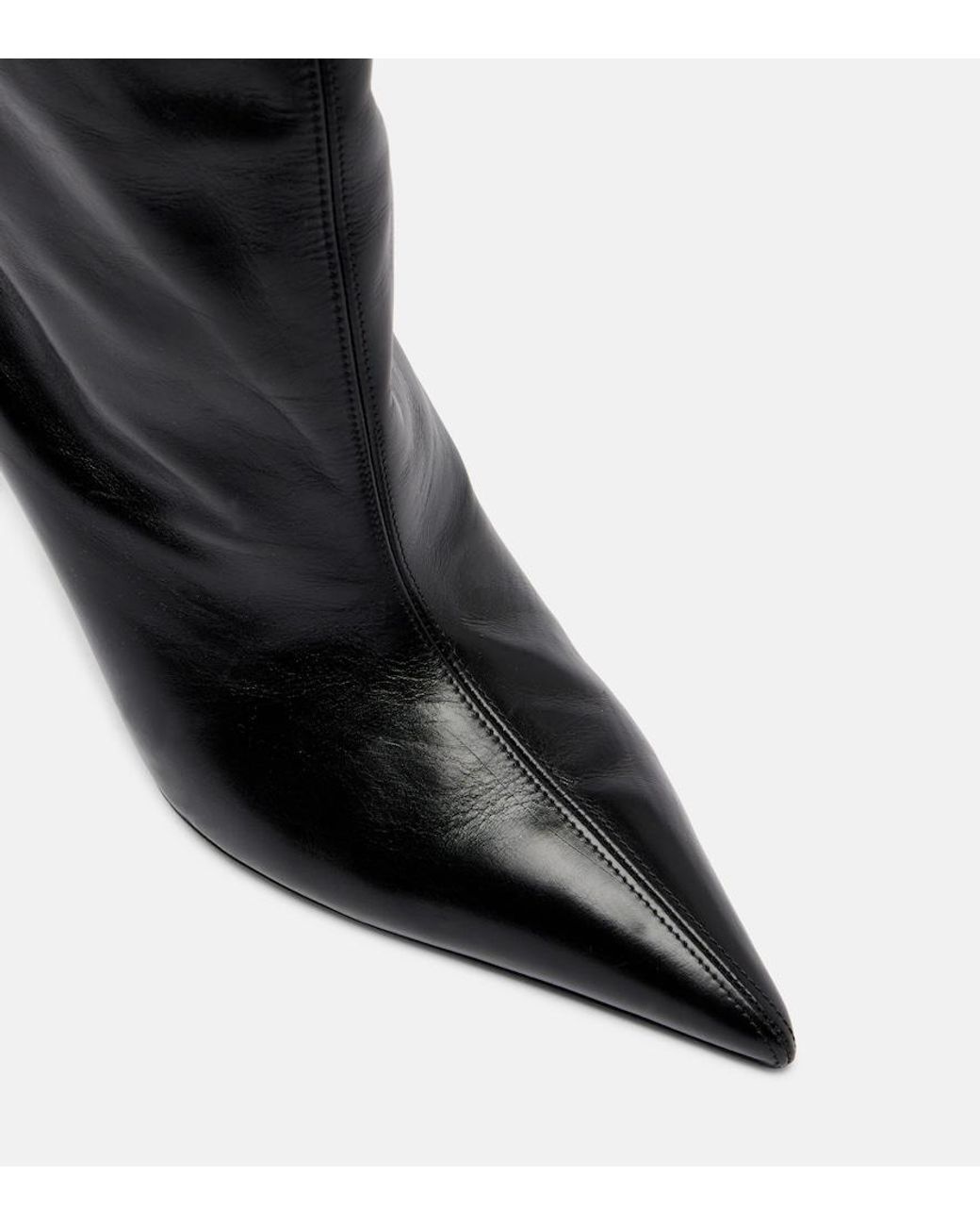 Khaite Black Bella 100 Leather Knee-High Boots