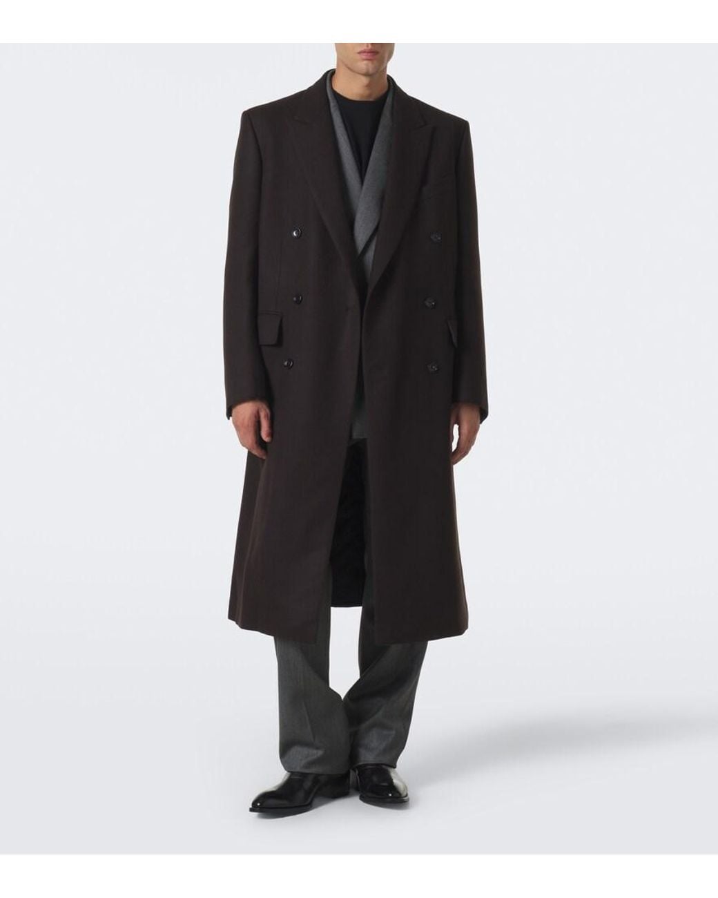 Tom Ford Black Double-Breasted Wool Coat for men