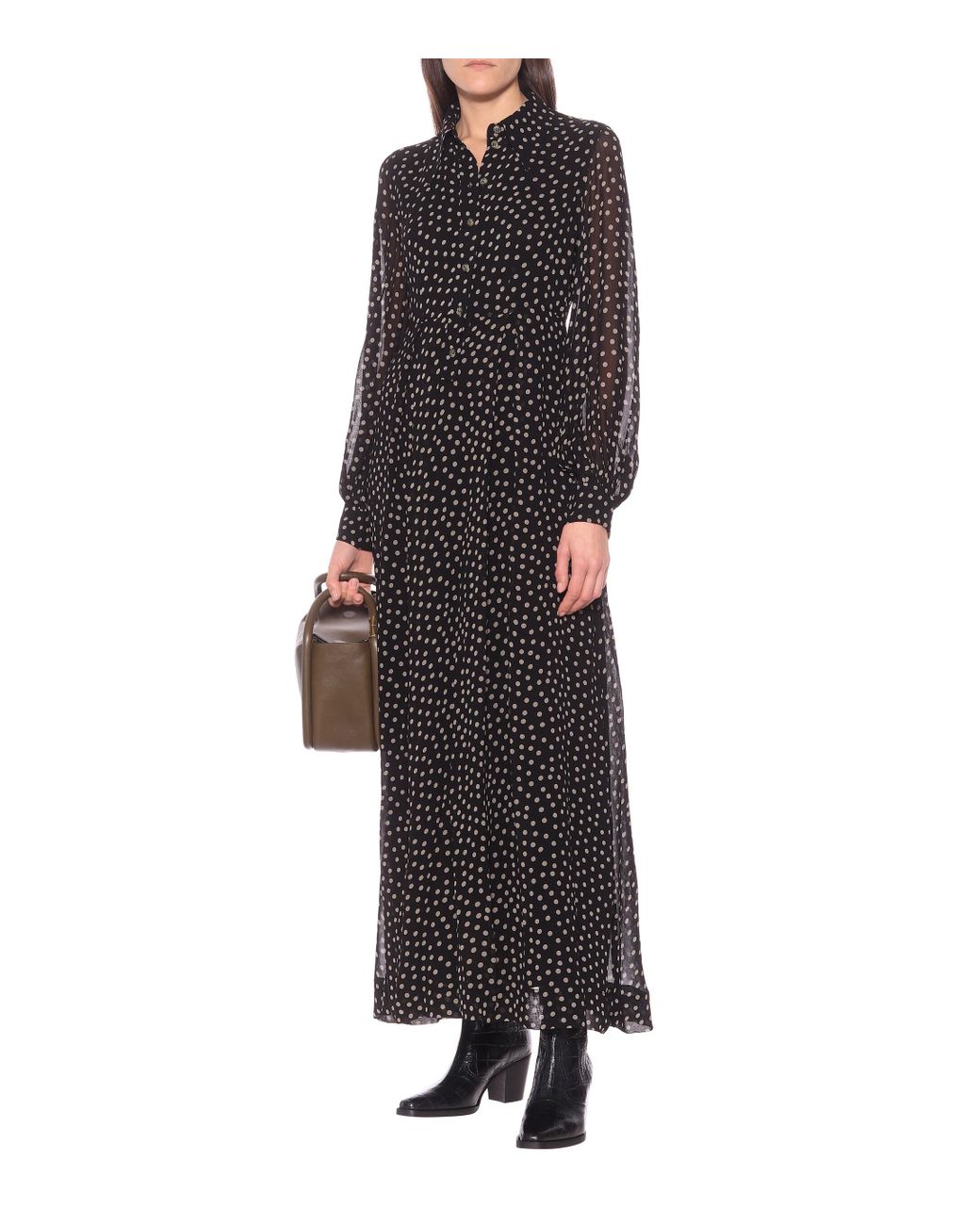 Ganni Printed Georgette Maxi Dress in Black - Save 57% | Lyst UK