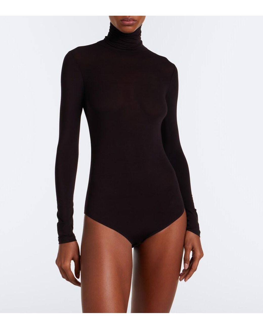 The Row Black Basile Jersey Turtleneck Bodysuit