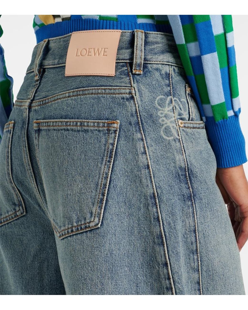 Loewe Blue Anagram Barrel-Leg Jeans