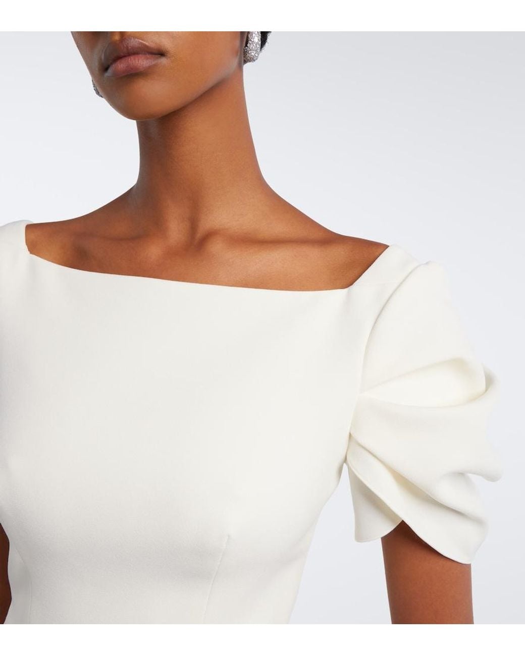 Safiyaa White Bridal Ivon Draped Crepe Gown