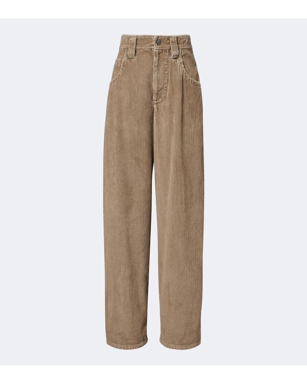 Brunello Cucinelli Natural Monili Cotton Corduroy Straight Pants