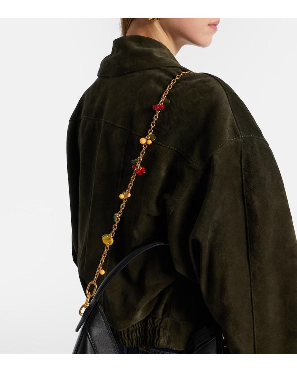 Saint Laurent White Cassandre Charm Pendant