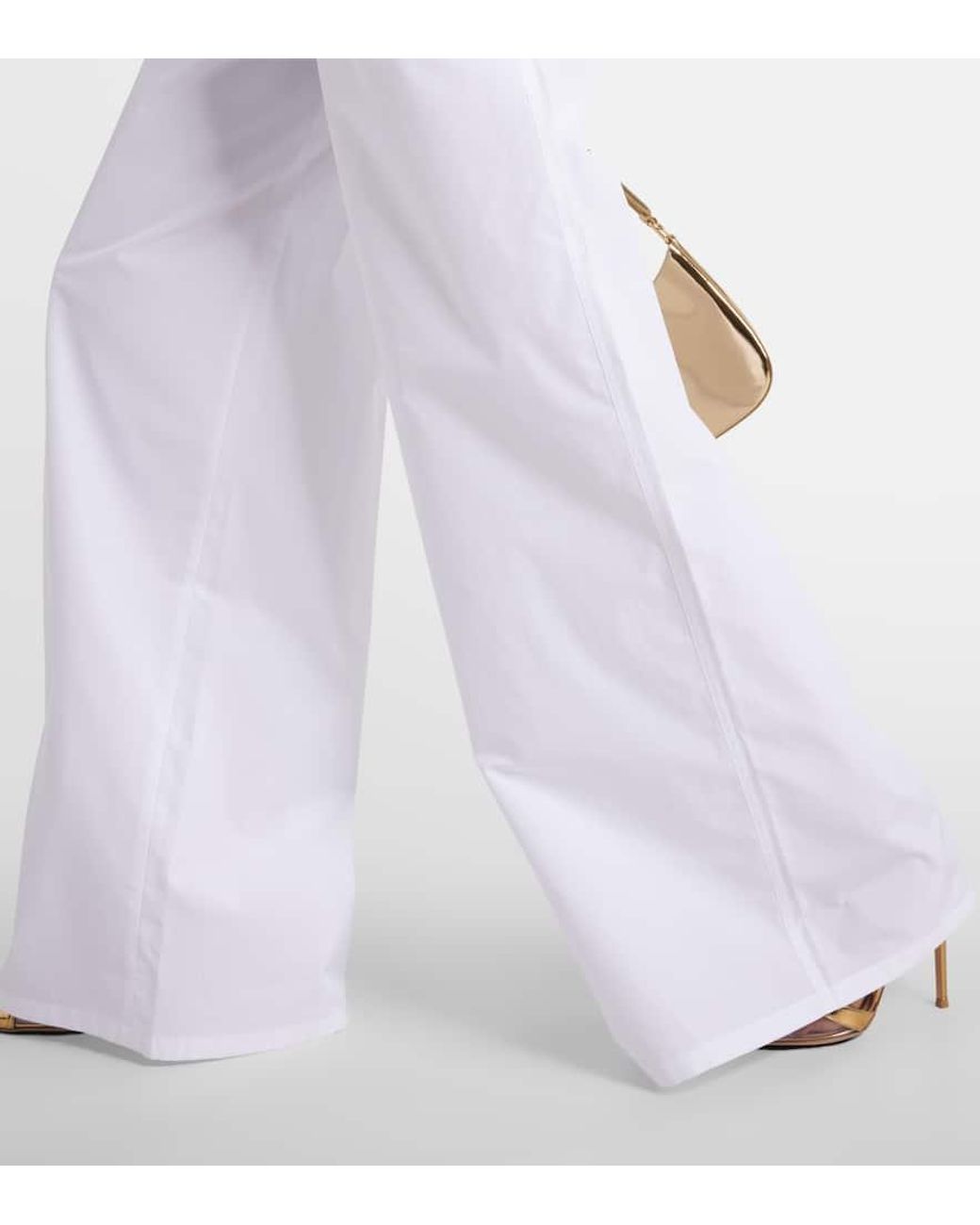 Max Mara Navigli High-Rise Cotton Wide-Leg Pants in White | Lyst