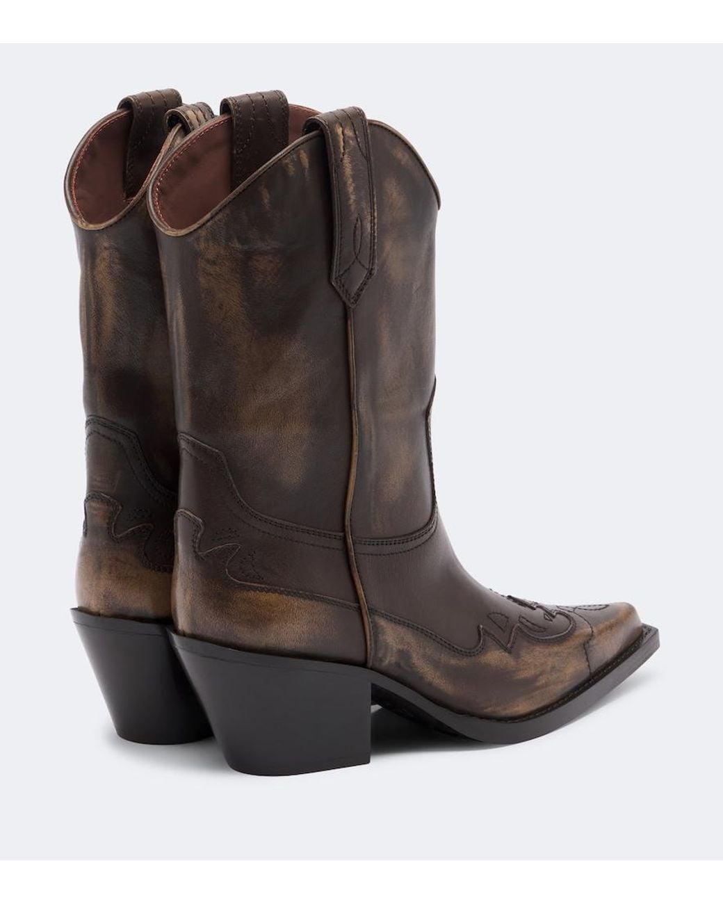 Paris Texas Brown Dakota Distressed Leather Cowboy Boots