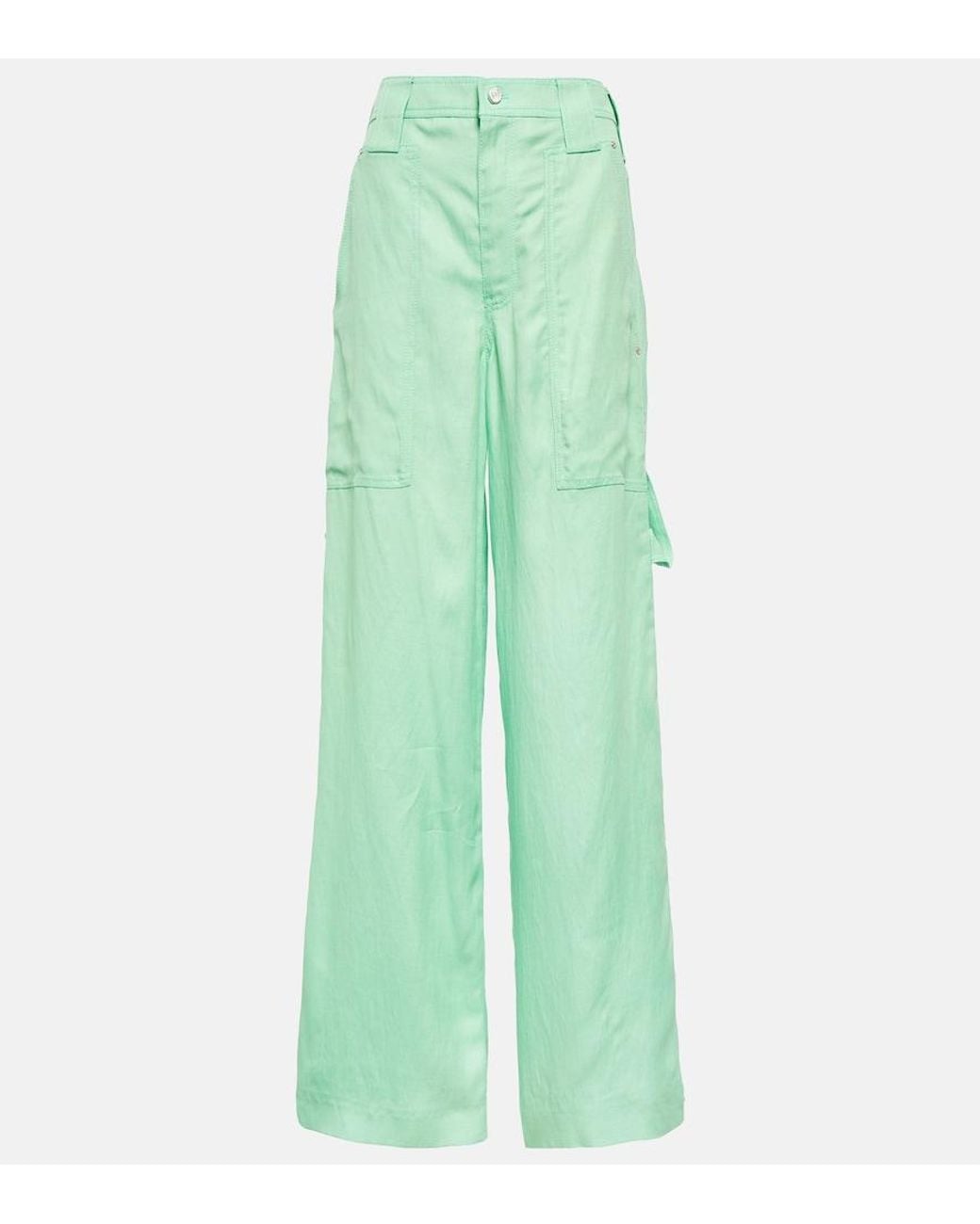 Stella McCartney Green High-Rise Wide-Leg Pants