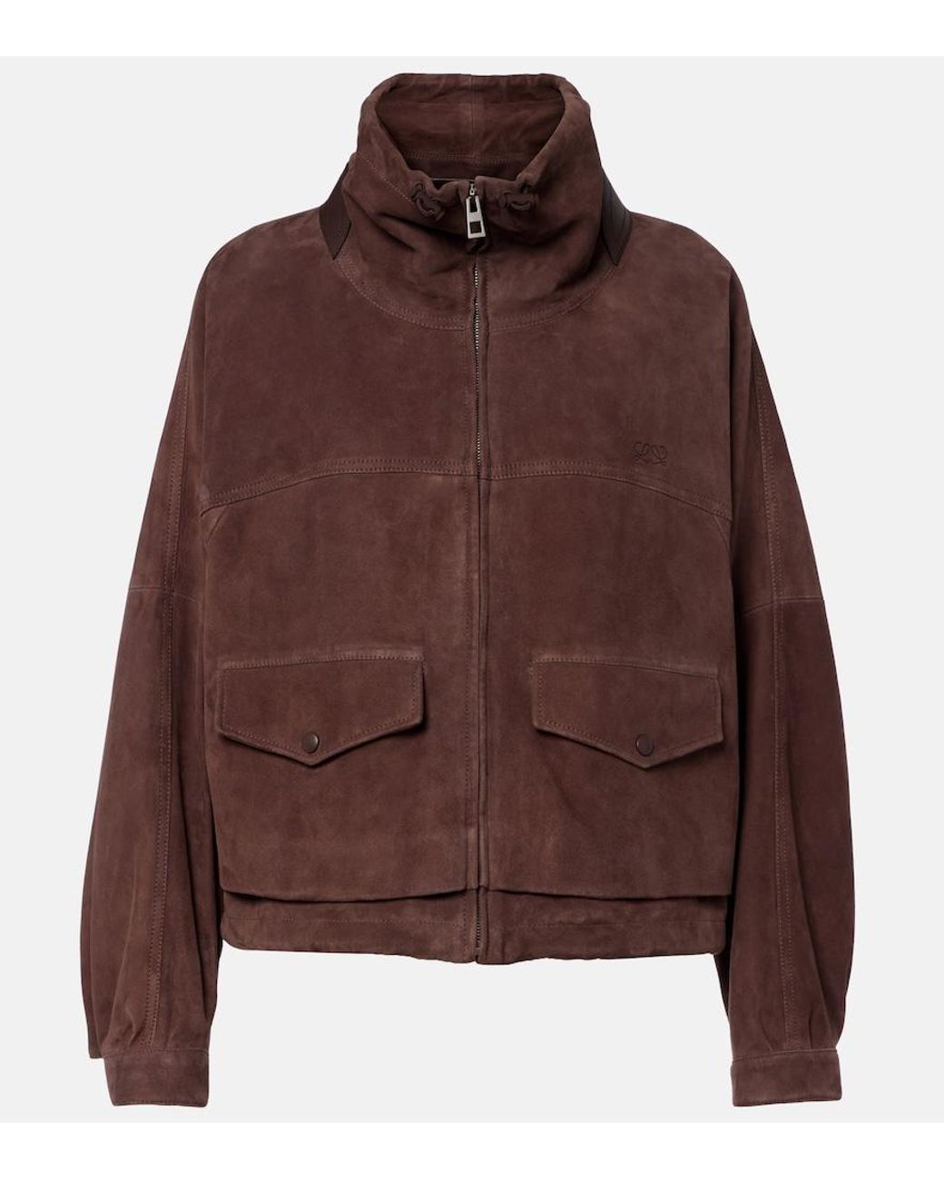 Loewe Brown Leather-Trimmed Suede Jacket