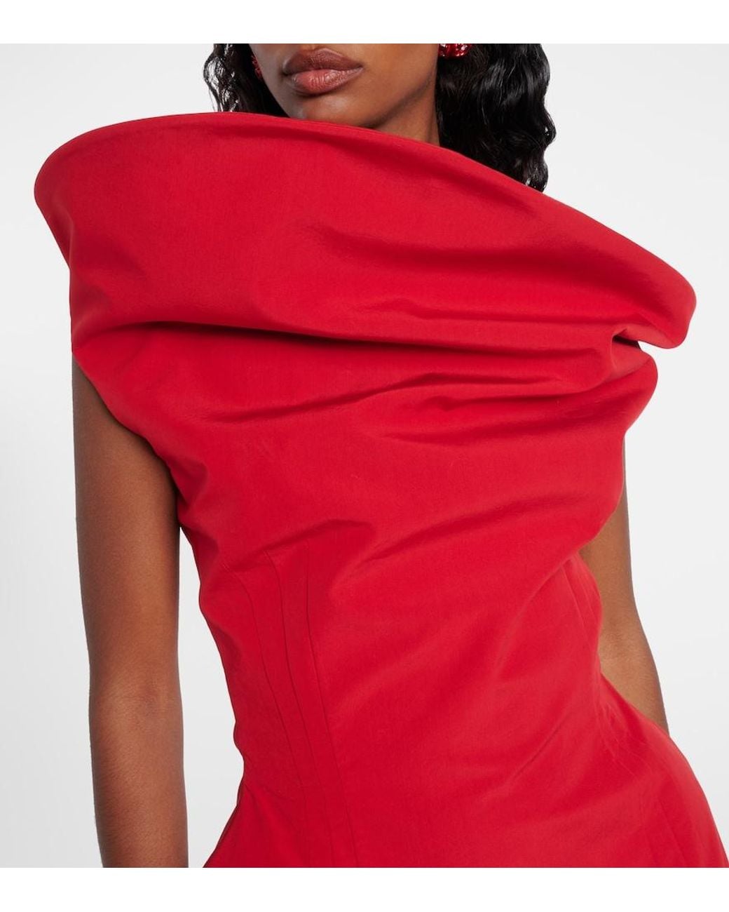 Magda Butrym Red Asymmetric Cotton-Blend Minidress