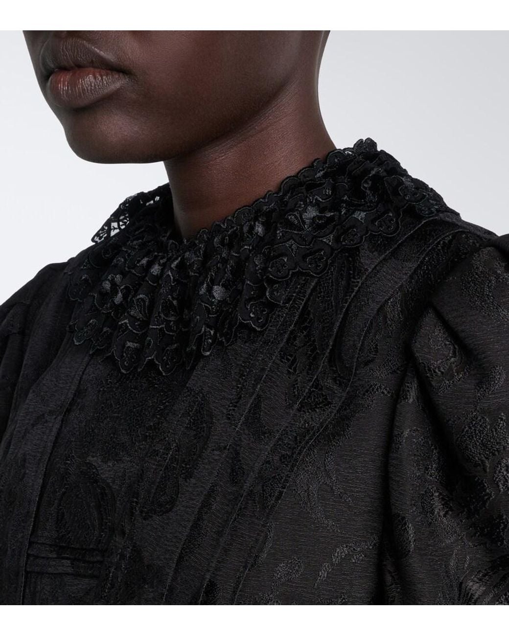 Chloé Black Wool And Silk-Blend Jacquard Lace Jacket