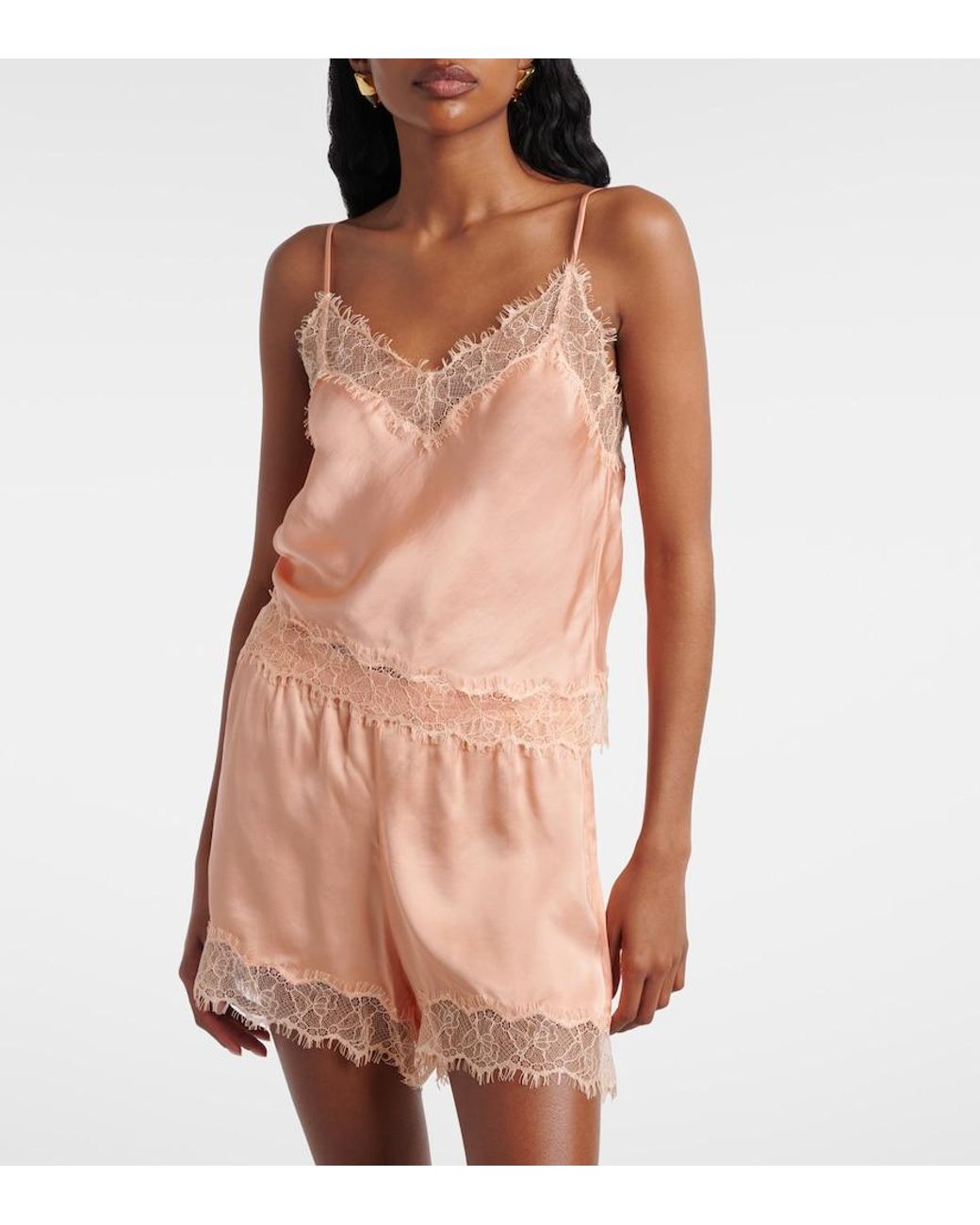 Poupette Pink Zely Lace-Trimmed Satin Camisole