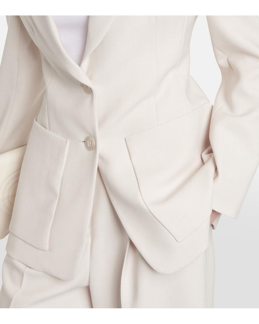Dorothee Schumacher White Single-Breasted Wool-Blend Blazer