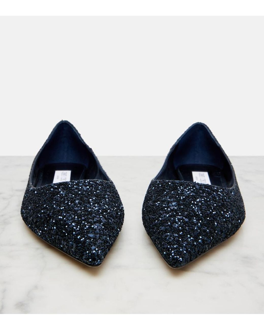 Jimmy Choo Blue Love Glitter Ballet Flats