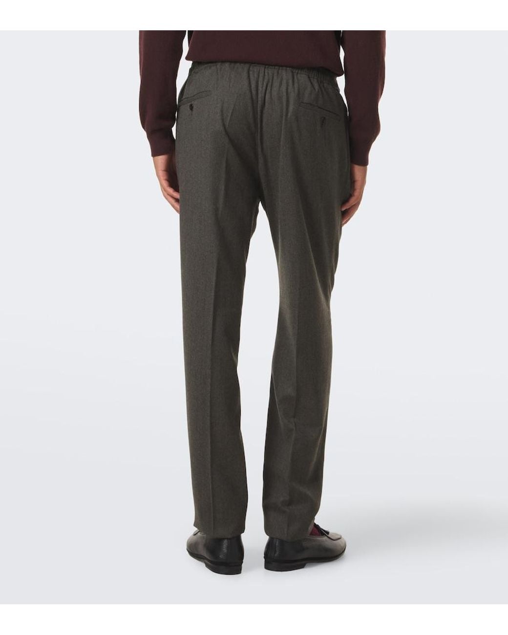 Rubinacci Gray Virgin Wool Straight Pants for men