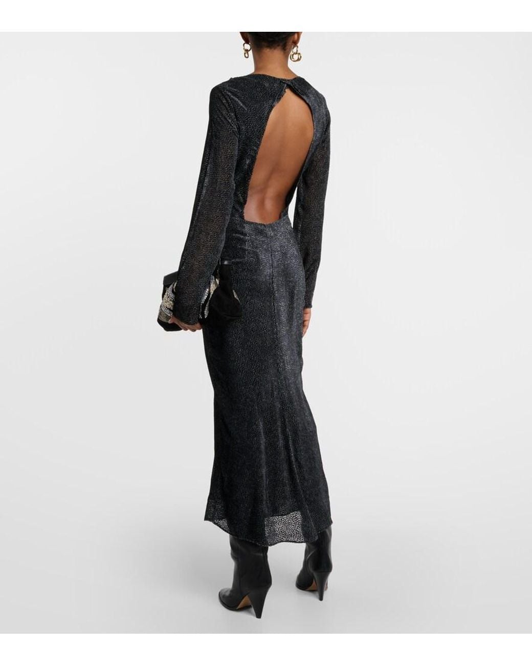 Isabel Marant Black Sabrina Silk-Blend Midi Dress