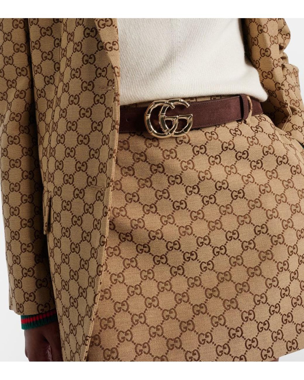 Gucci Gg Suede Belt in Brown | Lyst display picture 1