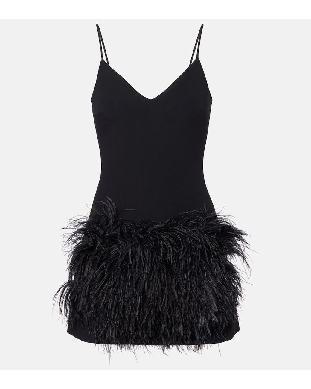 David Koma Black Feather-Trimmed Minidress
