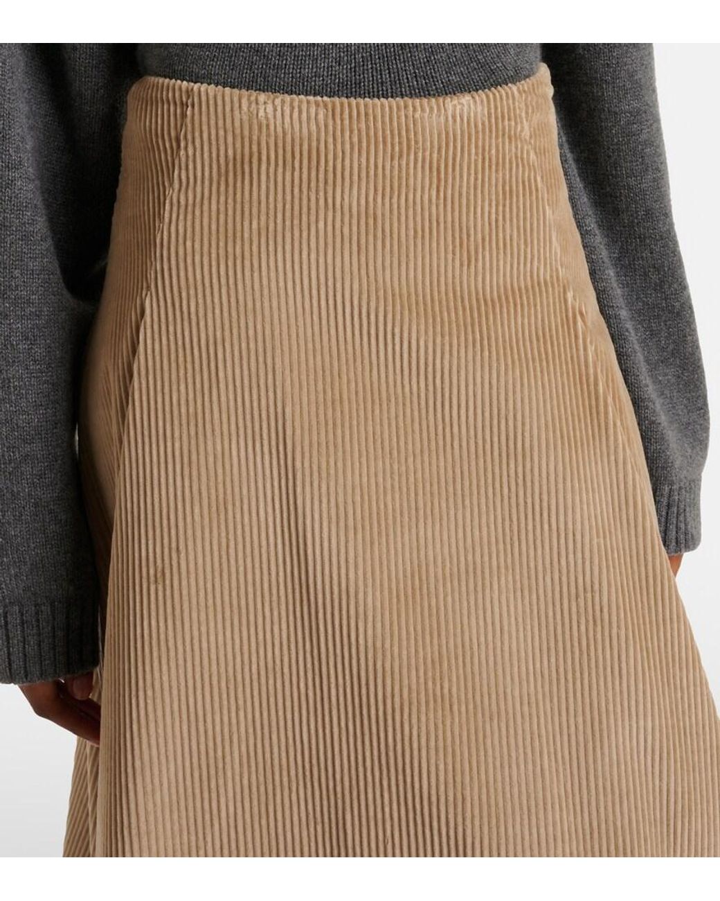 Brunello Cucinelli Natural Cotton Midi Skirt