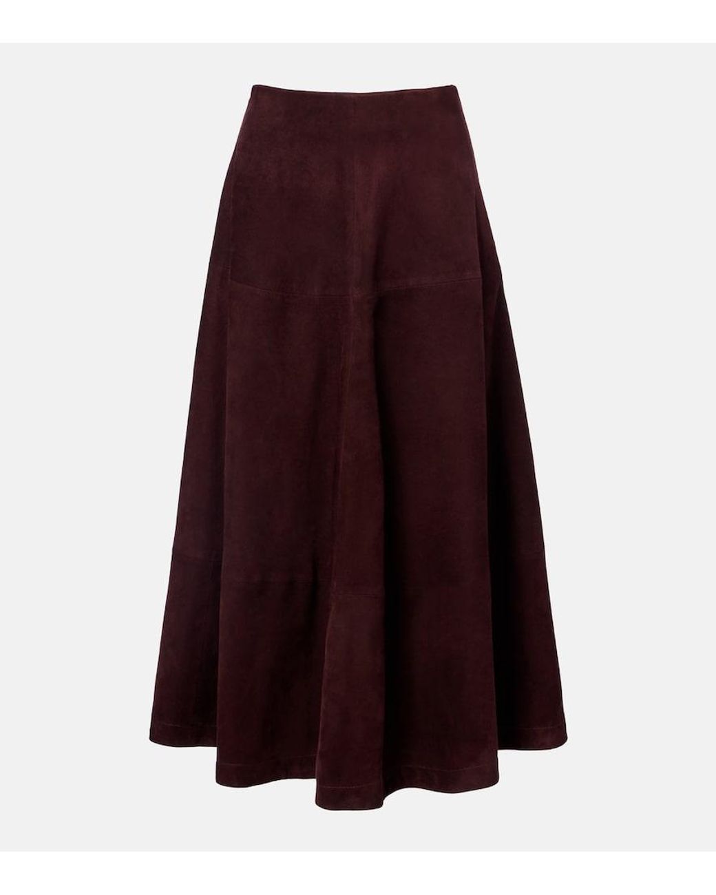 Nour Hammour Purple Opera Leather Midi Skirt