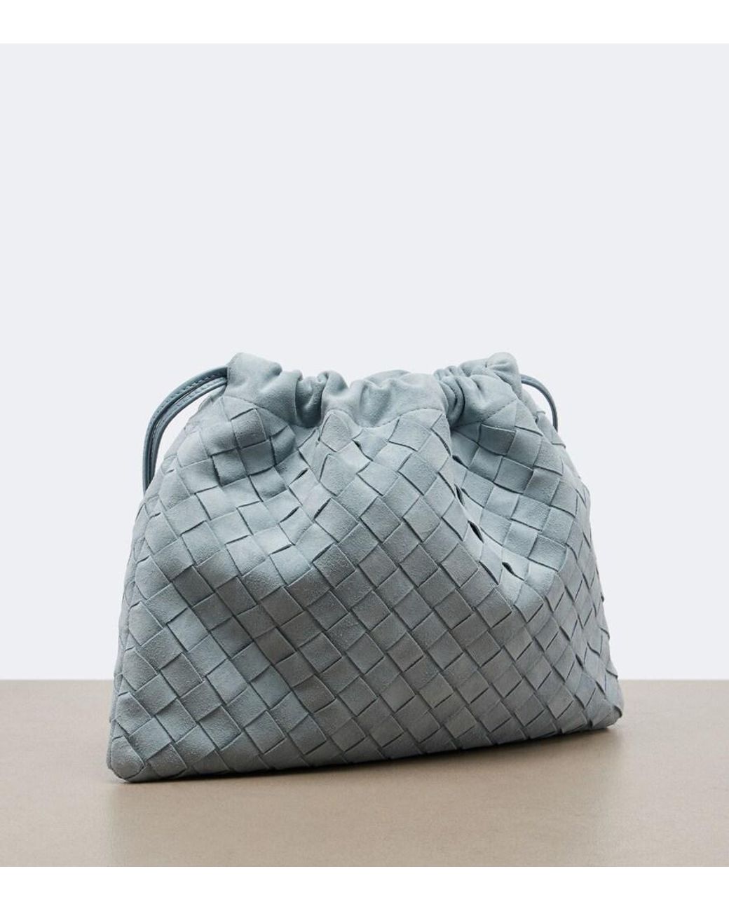 Bottega Veneta Blue Dustbag Intrecciato Small Suede Pouch