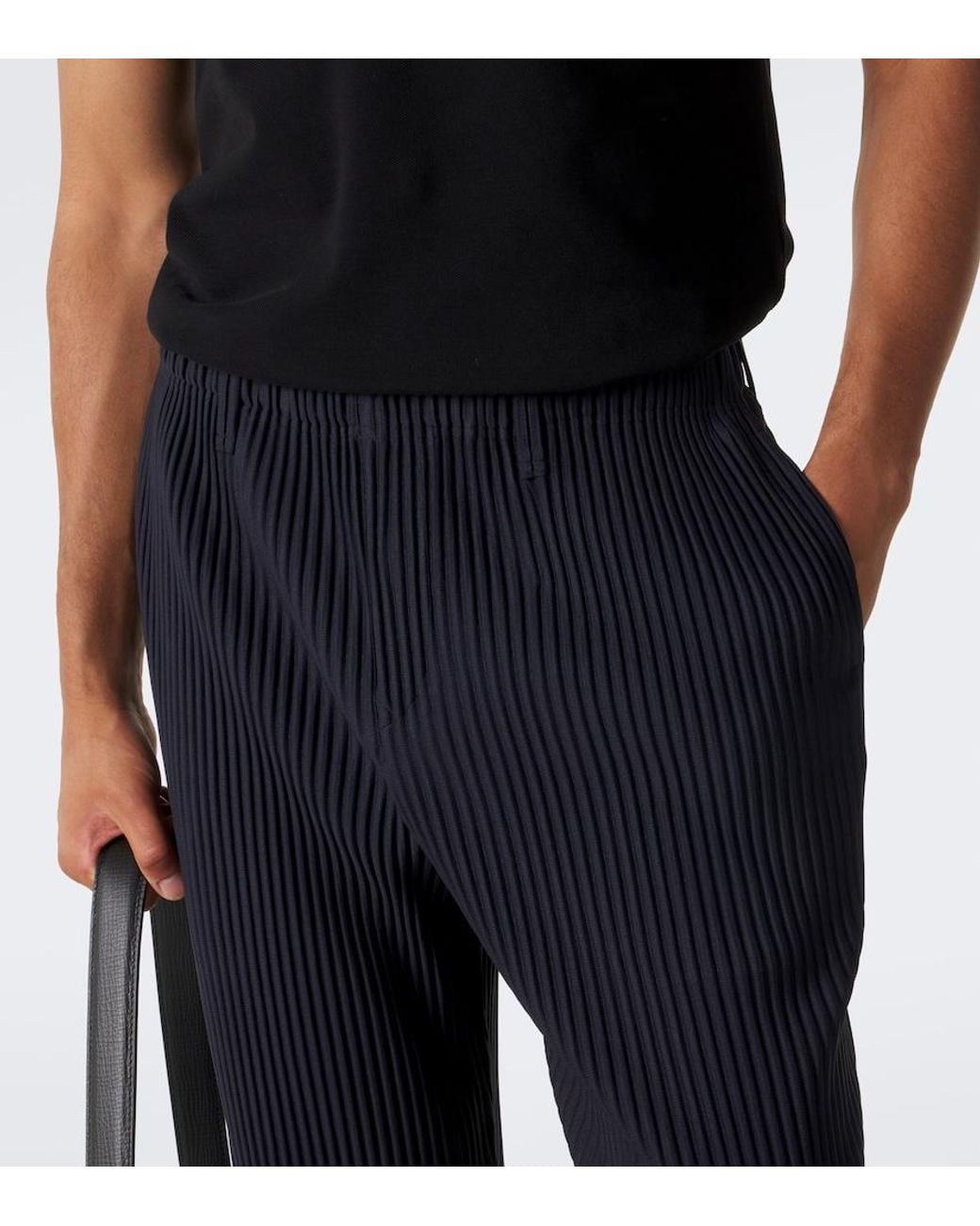 Homme Plissé Issey Miyake Blue Basics Pleated Straight Pants for men