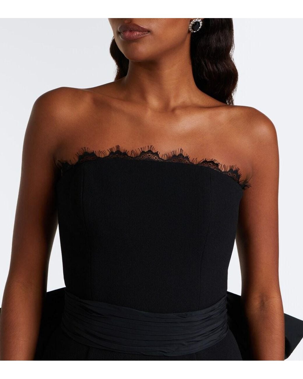 Rebecca Vallance Black Aurelia Bow-Detail Bustier Dress