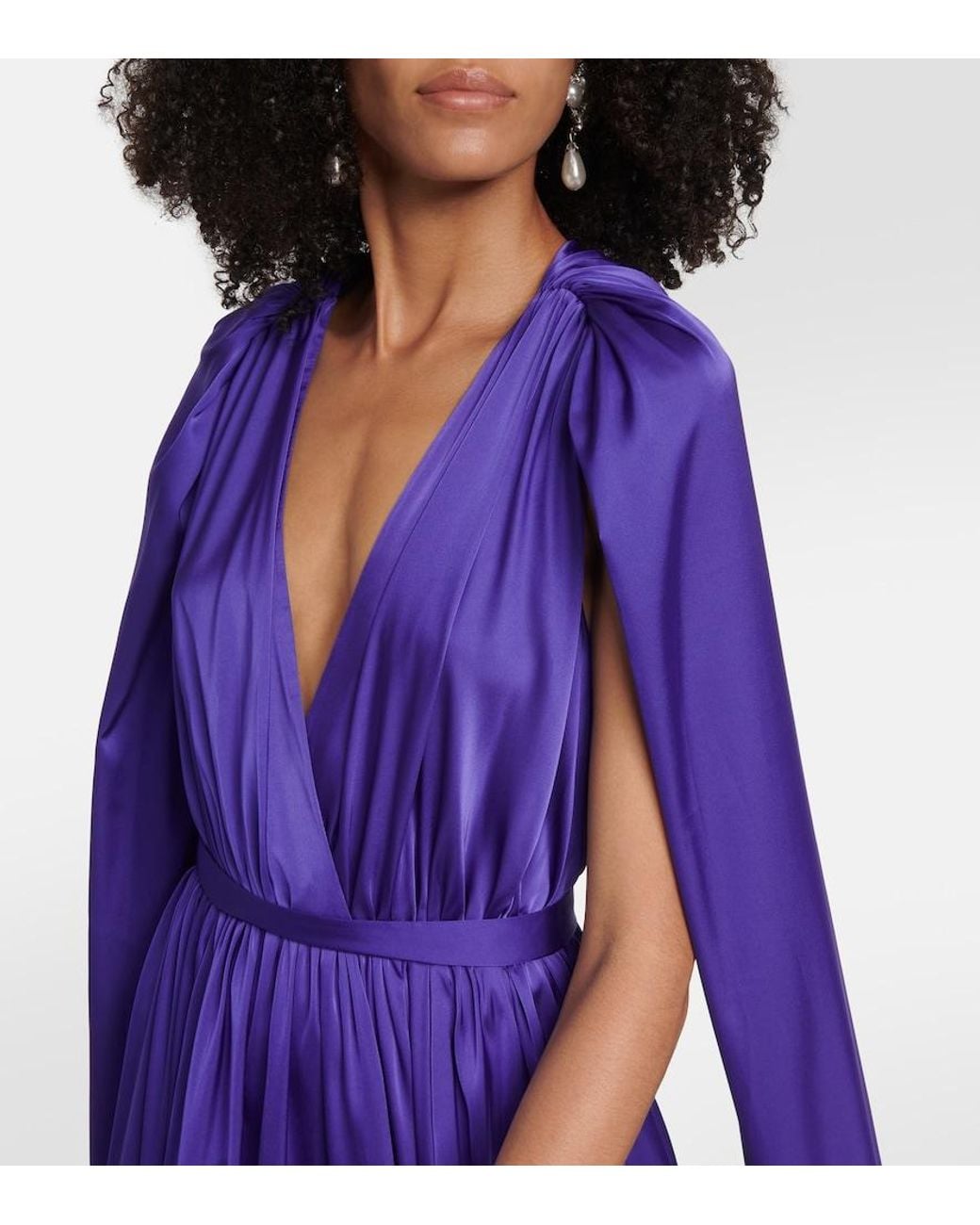 Safiyaa Purple Bridal Chiffon Cape Gown