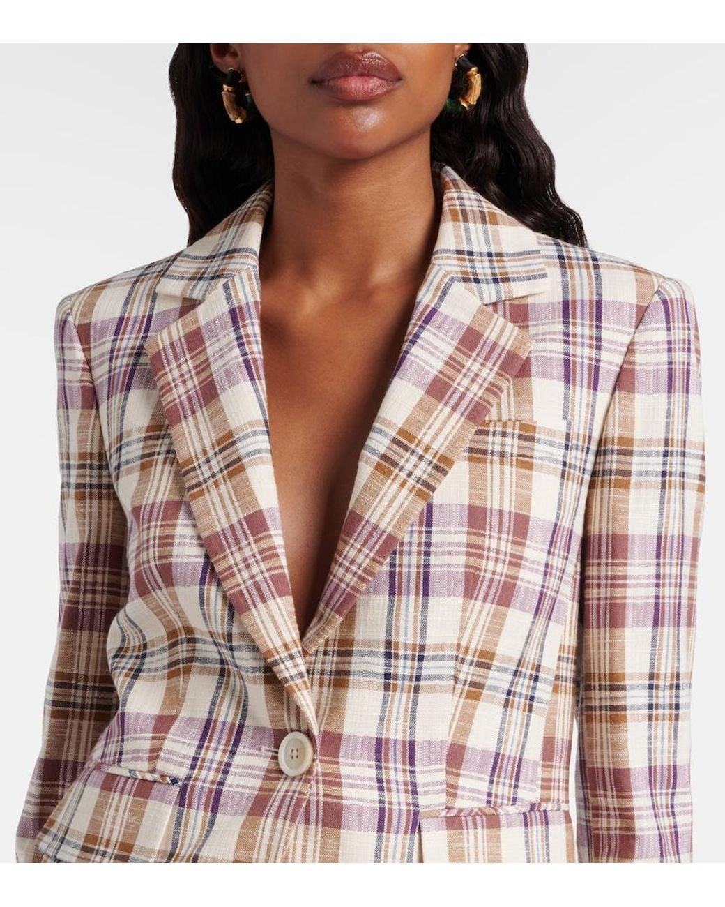 Veronica Beard Pink Tyra Plaid Cotton-Blend Blazer