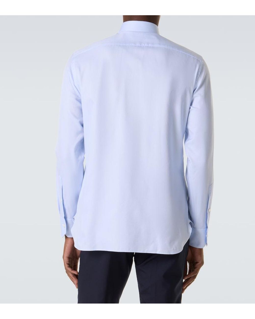 Zegna Blue Cotton Poplin Shirt for men