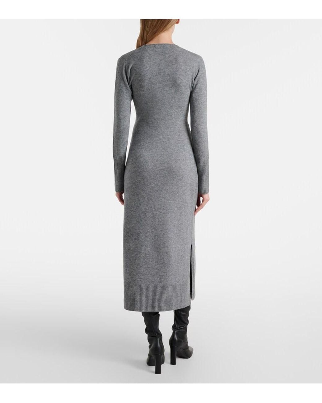 Veronica Beard Gray Salomez Wool And Cashmere Wrap Midi Dress