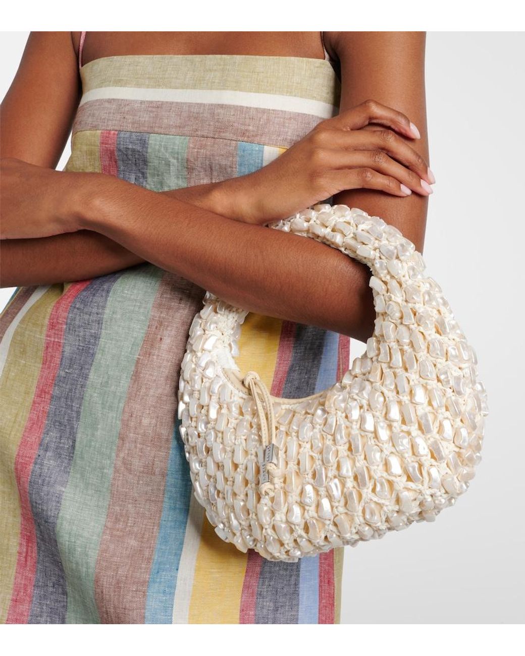 Staud Metallic Reef Crochet Embellished Shoulder Bag