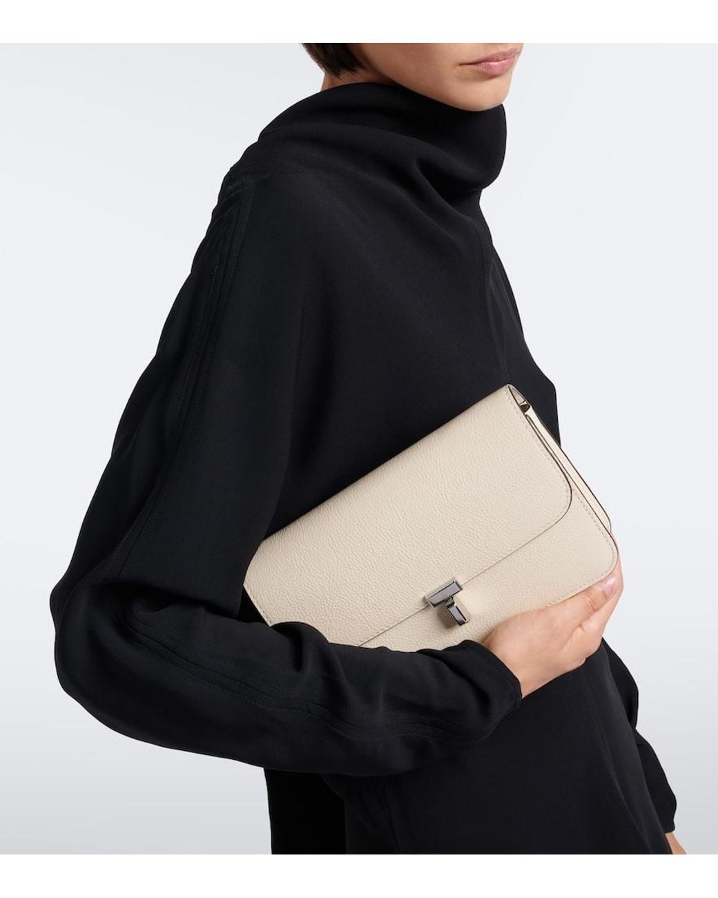Totême  Natural T-Lock Patent Leather Crossbody Bag