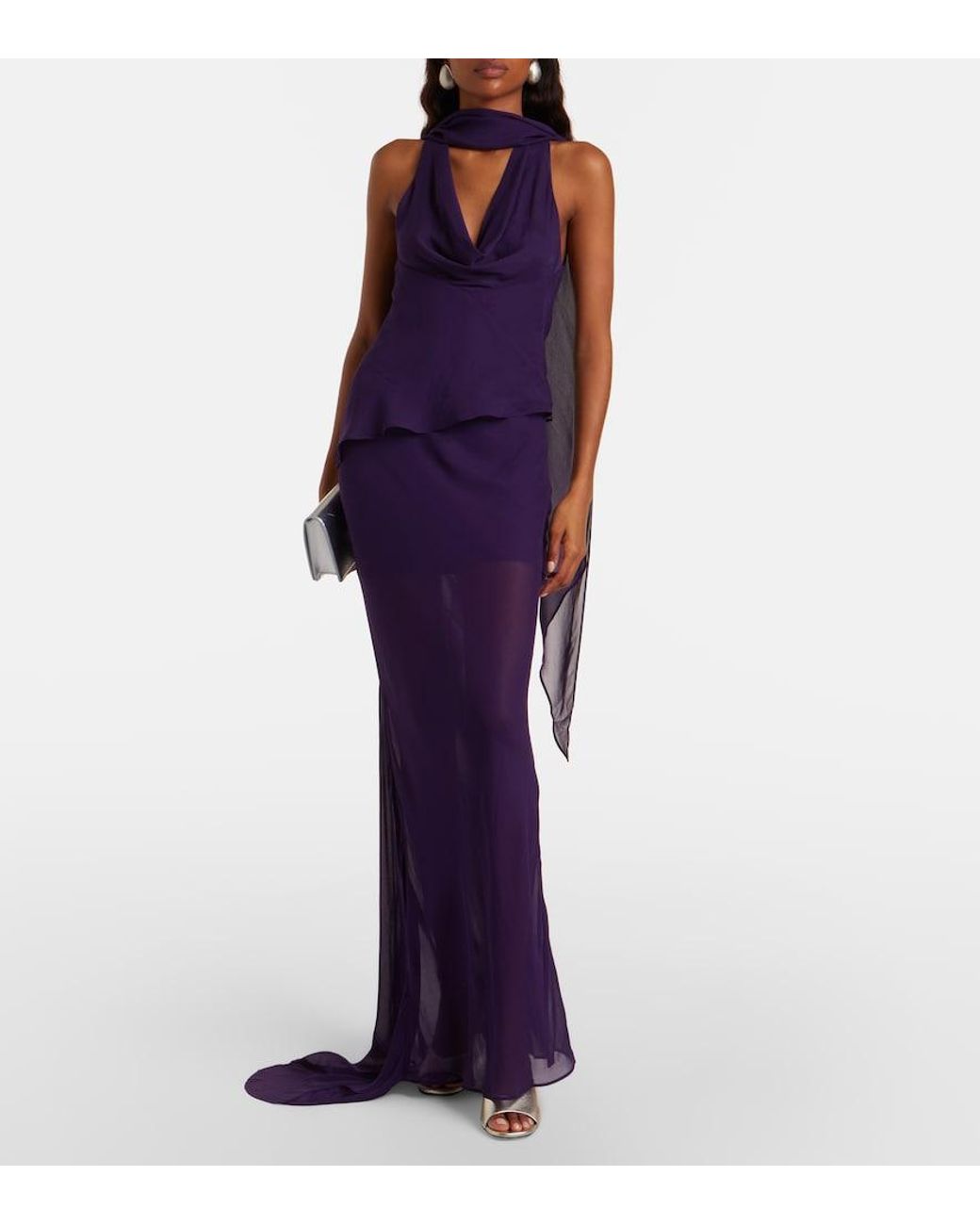 De La Vali Blue Diosa Draped Georgette Top