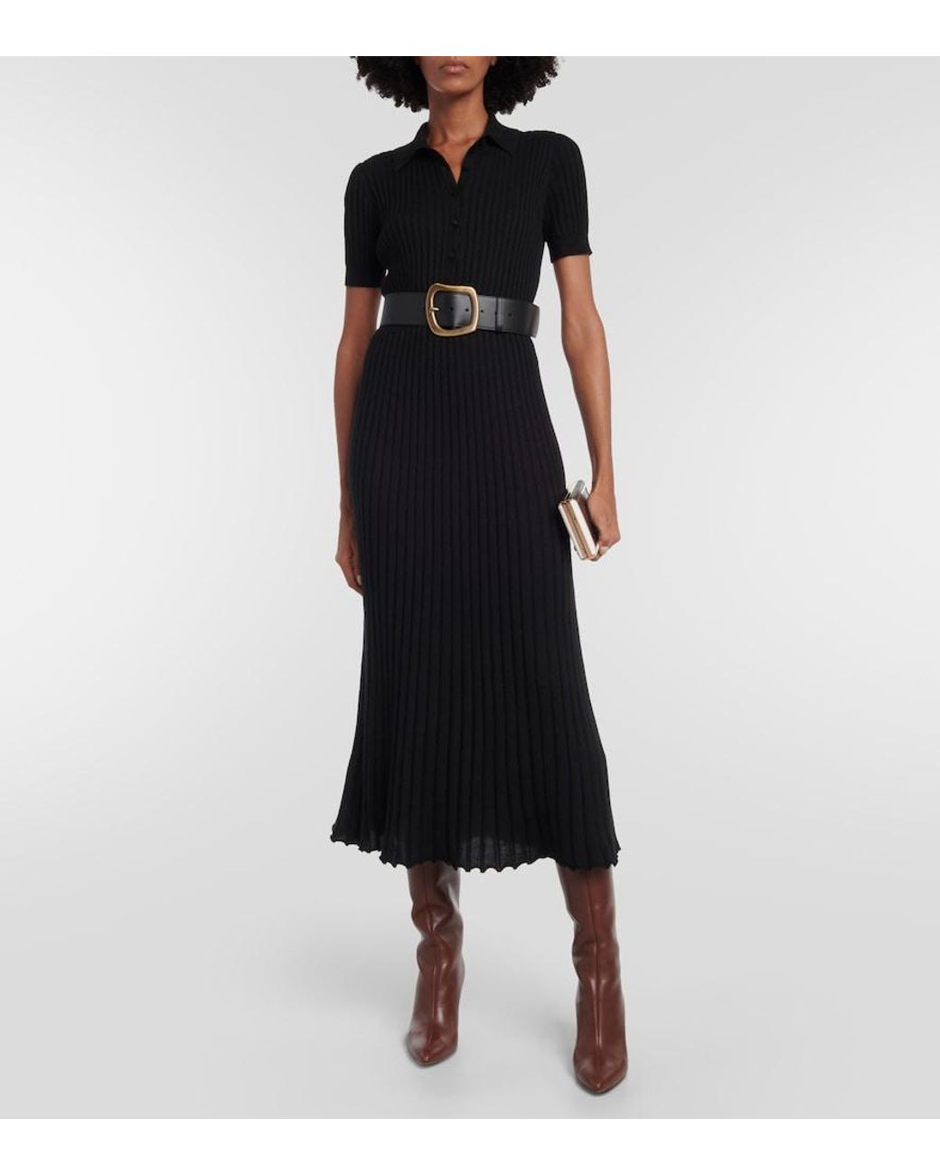 Gabriela Hearst Black Amor Silk And Cashmere Midi Dress