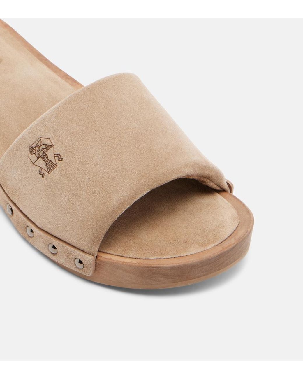 Brunello Cucinelli Natural Suede Clogs
