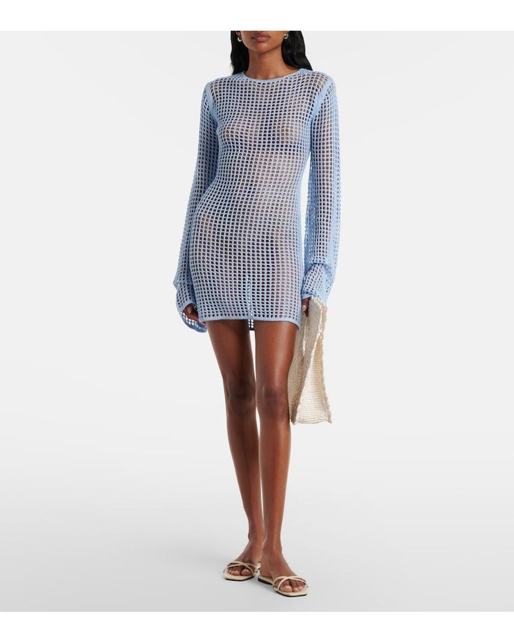Bananhot Blue Serena Open-Knit Minidress