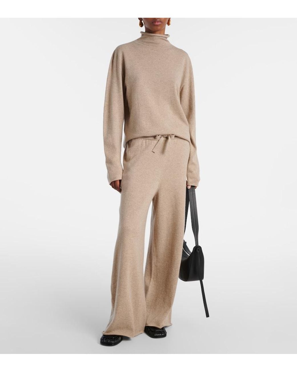 Jil Sander Natural Cashmere Wide-Leg Pants