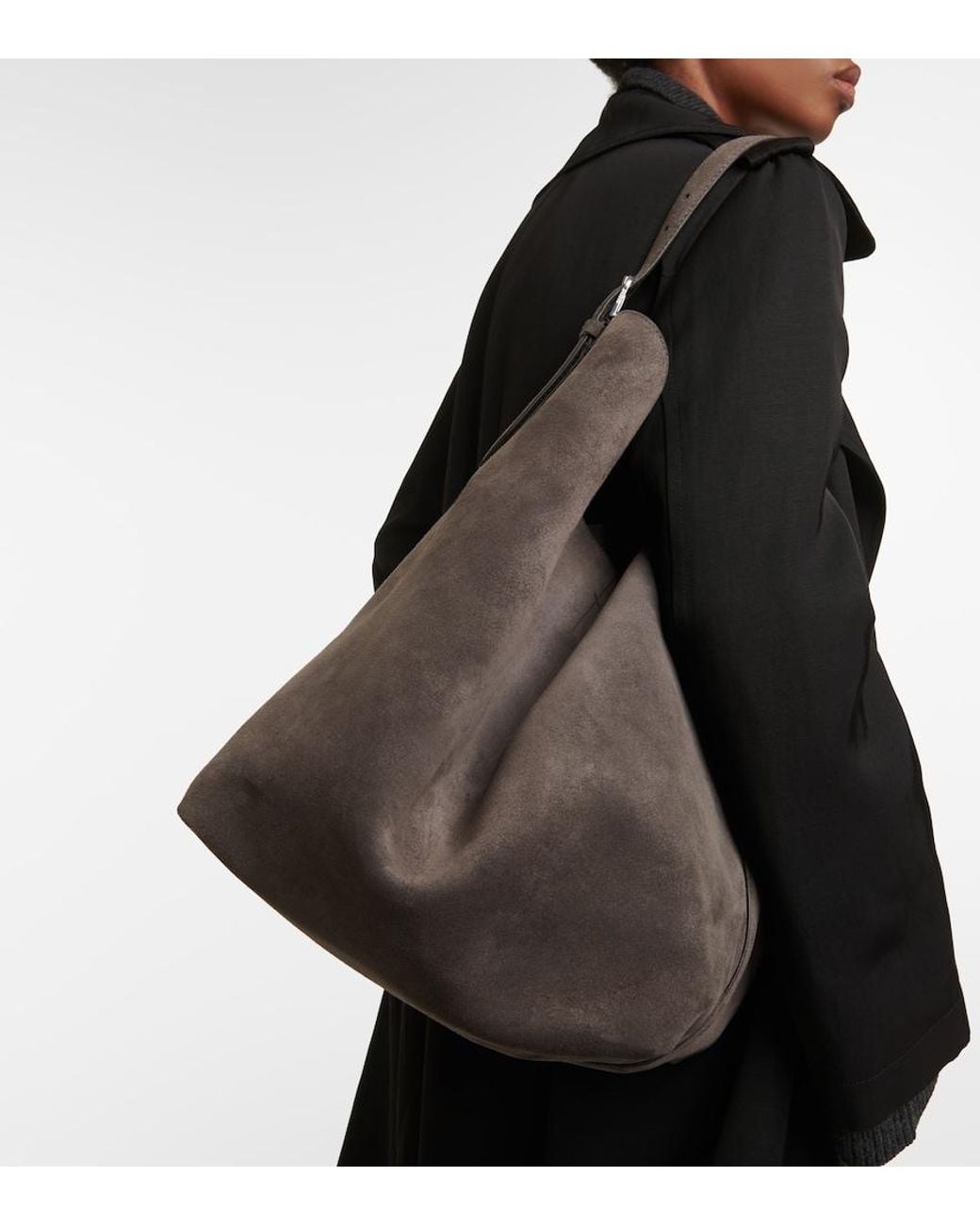 Totême Brown Belted Suede Tote Bag