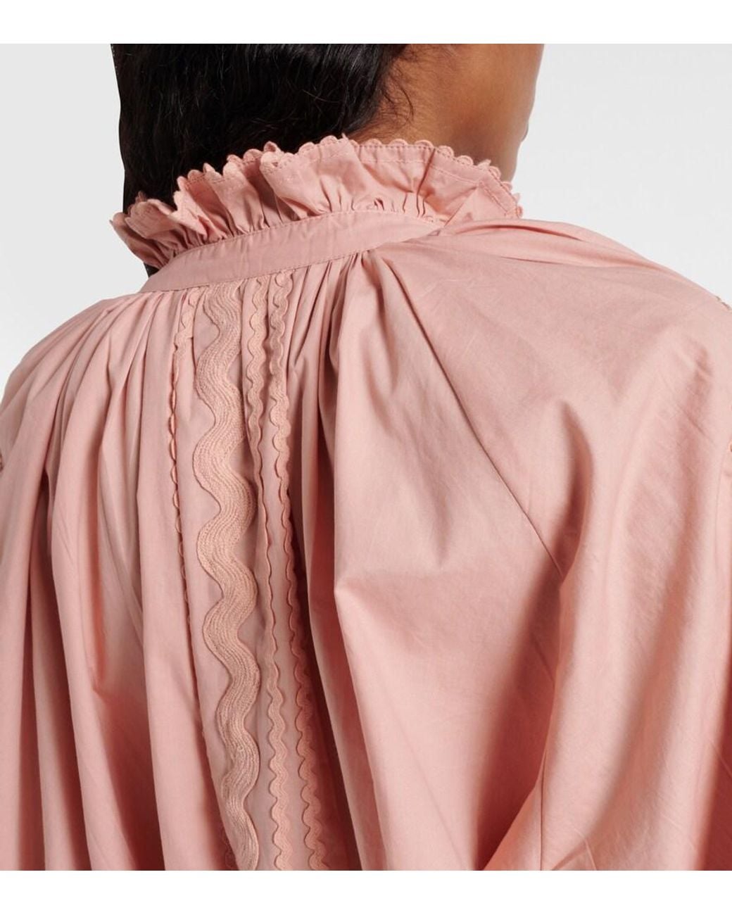 Juliet Dunn Pink Scalloped Cotton Poplin Minidress