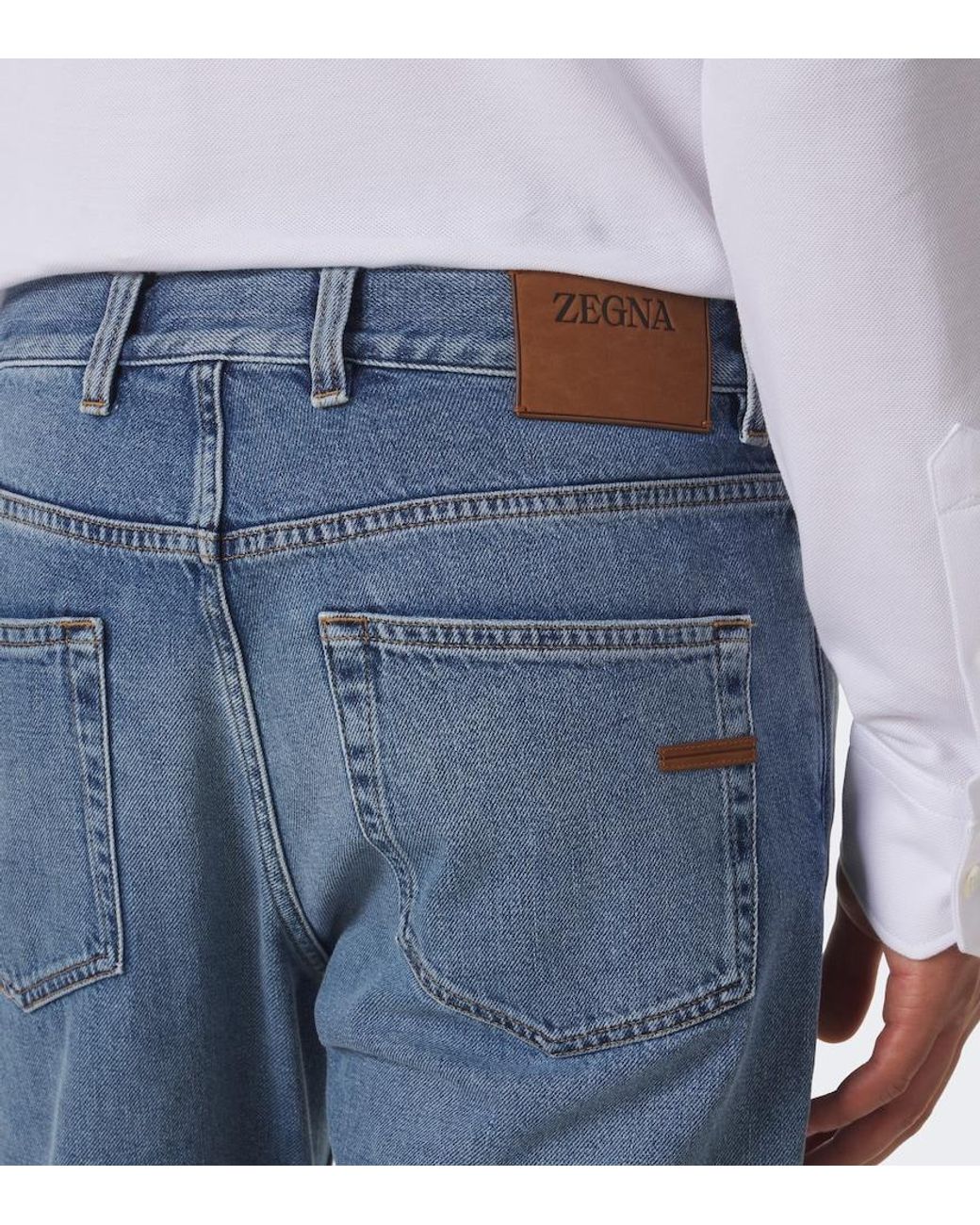 Zegna Blue Roccia Faded Slim Jeans for men