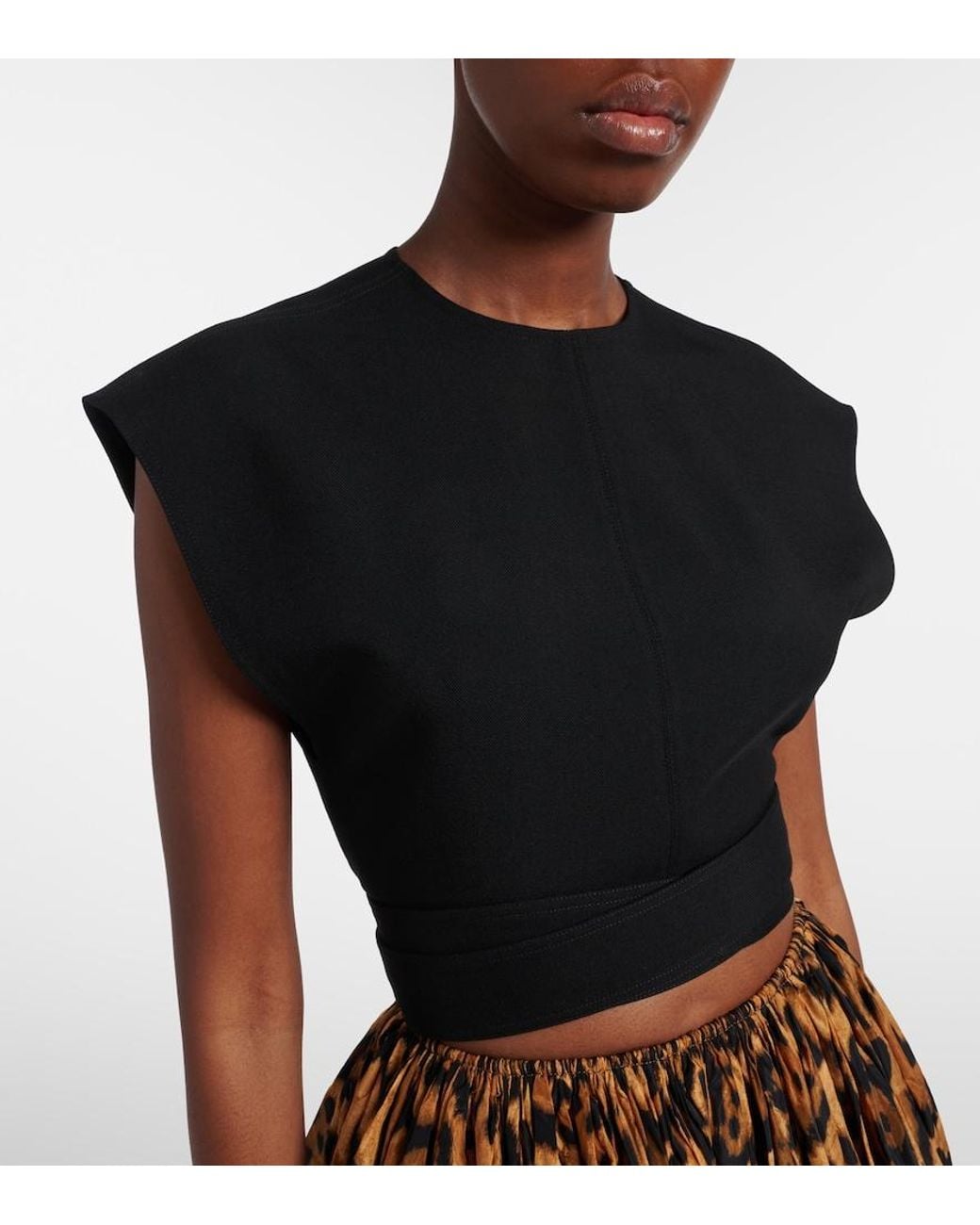 Alaïa Black Belted Wool Top